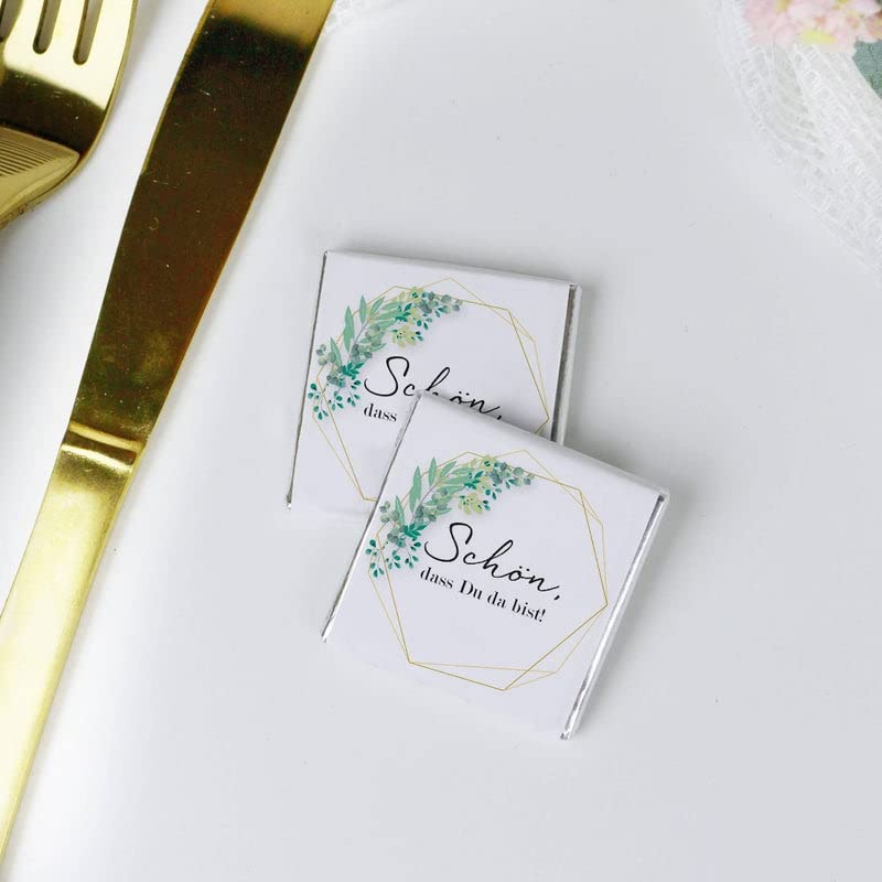 Schokoladentafeln Eukalyptus-50 Stück-Gastgeschenk-Hochzeit/Kommunion