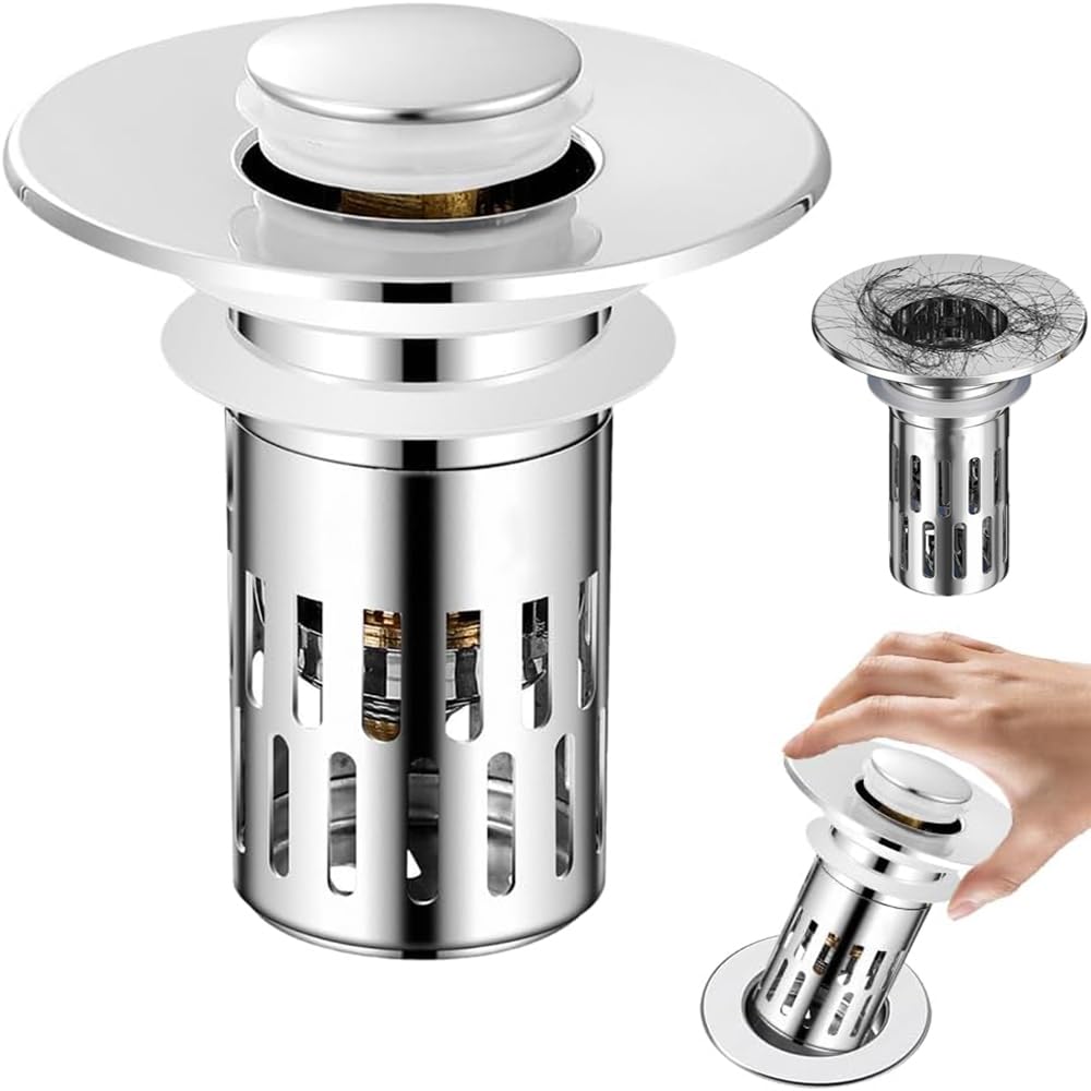Bathroom Sink Drain Strainer Sink Drain Strainer with Hair Catcher Stainless Steel Floor Drain Filter with Anti-Clogging Filter