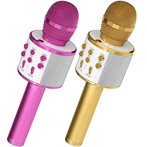 OVELLIC 2 Pack Karaoke Microphone for Kids, Wireless Bluetooth Karaoke Microphone for Singing...