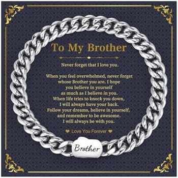 Bracelets for Men Gifts Ideas, Stainless Steel Cuban Link Non Tarnish Bracelet Silver for Brother Dad Man Husband Uncle Son, Christmas Day Stocking Stuff Send Gift Box