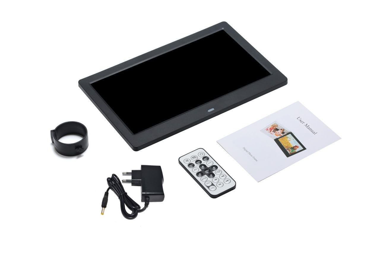 Digitaler Bilderrahmen 10,1 Zoll IPS Full HD Fotobilderrahmen mit USB Stick, SD-Karte, Diashow
