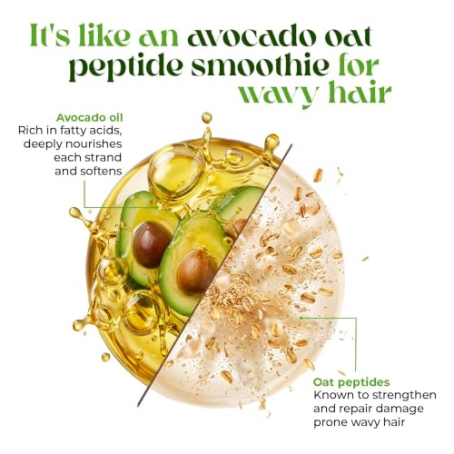 Image of Love Beauty & Planet Avocado Oil & Peptide Waves Leave-In Conditioner for Frizz Control, Zero Crunch, Lightweight Formula