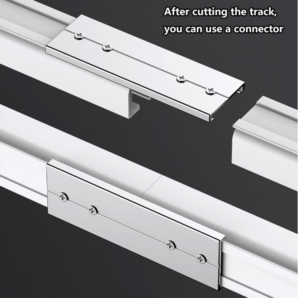 Rail de Rideau en Aluminium pour Plafond et Mur, Blanc, 100-400 cm
