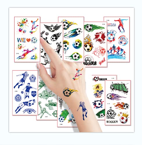 Tattoo Kinder, 10 Blätter Fußball Weltmeisterschaft Wasserdichte Kindertattoo Temporäre Tattoos Kinder Aufkleber für Mädchen Jungs Kindergeburtstag Mitgebsel Party (10pcs) Cover