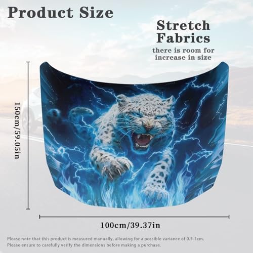 Image of Leopard Flame Design Car Hood Cover for Compact Cars SUV Truck Minivan, 59x39 Inch Stretchable Car Hood Flag Waterproof Automotive Exterior Accessories