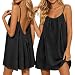 Sommerkleid Damen Midi Rückenfreies Kleid Luftige Sommerkleid Strandkleid | Leinen Spaghettiträger Kleid Bequemes Trägerkleid Hauskleid für Lounge, Urlaub & Freizeit