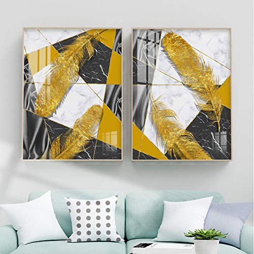 Toile peinture marbre pour sublimer un grand mur vide grand format affiche abstrait géométrique noir or