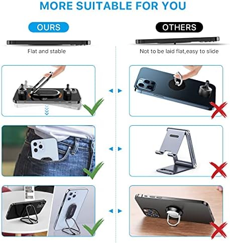 Miniatura 5 de MYBAT PRO Soporte de anillo para teléfono, soporte de dedo con rotación de 360, agarre trasero plegable para teléfono celular para escritorio,