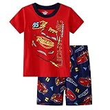 [aliyi] カーズ 子供 パジャマ 半袖 &短パン 上下セット キッズ ジュニア 子供服 男の子 ボーイズ ルームウェア 春夏 薄手綿 可愛い 快適 肌触りがいい (90, 赤５)