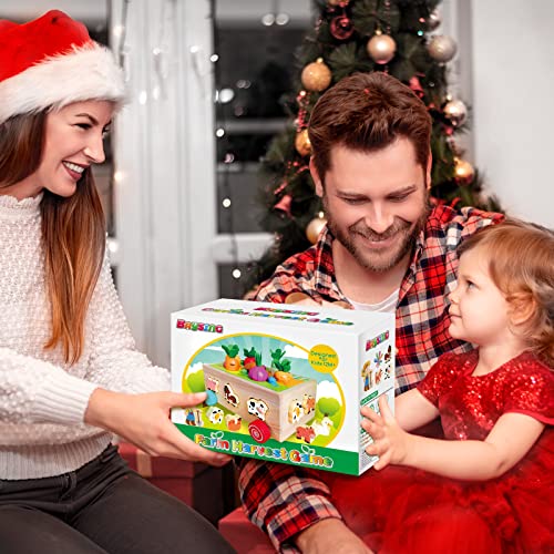 Toddlers Montessori Toys For 2,3,4 Year Old Baby Boys And Girls, Educational Wooden Shape Sorting Toys With Vegetables & Farm Animals Blocks, Fine Motor Skills Game, Ideal Gift For Kids Age 1-3 #TOP6