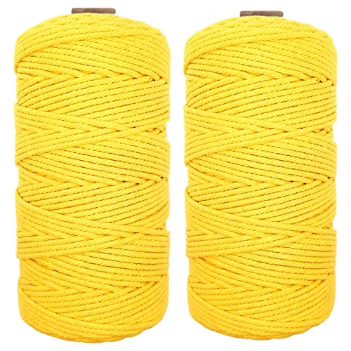 Image of ecofynd 100 Meters Lemon Yellow Colour Cotton Cord, Colour Dori for Wall Hanging Plant Hanging Craft Making, Natural Thread Rope for Handmade Plant Hanger (Cord-YLW)