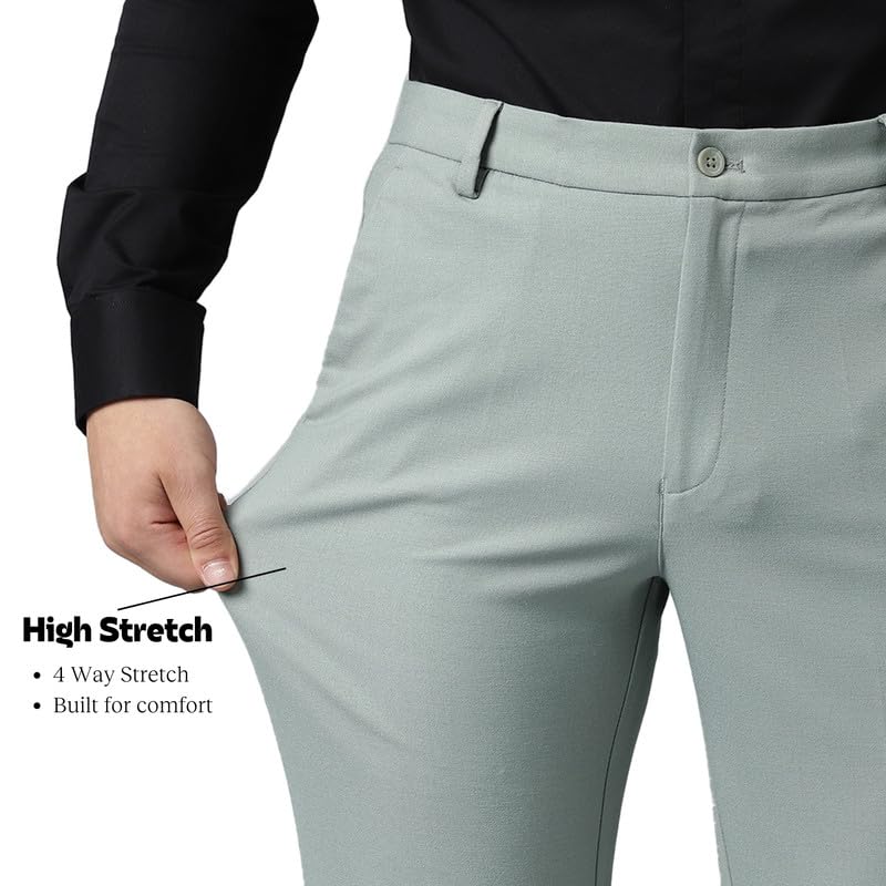 Image of SUBTRACT Slim-Fit Stretchable Lycra Formal Pants for Men with Flexible Waistband | Stylish Men's Wear Trousers for Office or Party |Dress Trouser Pant