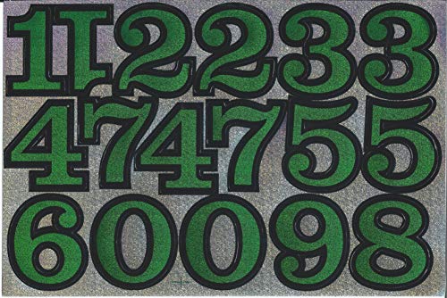 (シャシャン)XIAXIN 防水 ラメ加工 PVC製 数字 ナンバー ステッカー セット 耐候 耐水 ローマ字 数字 キャラクター 表札 スーツケース ネームプレート ロッカー 屋内外 兼用 TS-135 (グリーンXブラック)