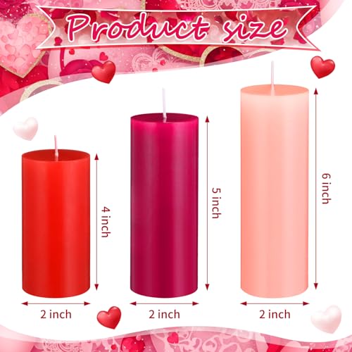 Image of Conelist 3 Pcs Red White and Blue Wax Candle 4th of July Unscented Dripless Pillar Patriotic Candles Smokeless Independence Day American Gifts for Dinner Party Decoration(Red Pink,2 Inch)