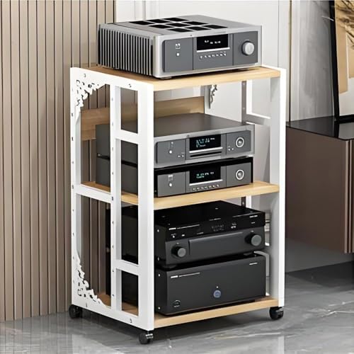 KOGBメディアスピーカースタンド、ラック、オーディオラック、Hi-Fiラック、2/3/4/5段、スピーカーキャビネット、スピーカー収納、CDアンプ、機器ラック、オープンシェルフ、ユニバーサルキャスター、キャビネット、スピーカースタンド、リビングルーム、自