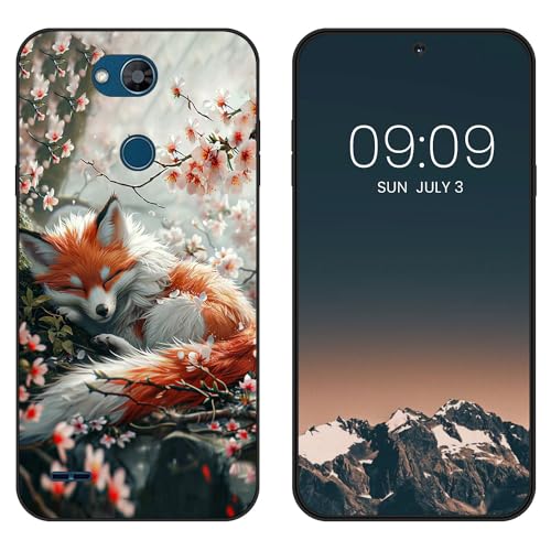 WUACYEAMING Funda Bonita para LG X Power 3,Carcasa con Aesthetic Lindo Dibujos,Ultrafina Suave TPU Antigolpes Case Divertidas Diseño Negro-Zorro