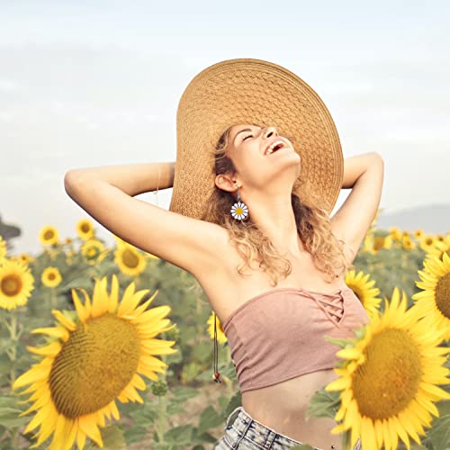 Sunflower Earrings For Women Girls Jewelry Resin Sunflower With Imitation Pearl Pendant Earrings For Women Girls Gifts (White) #TOP1