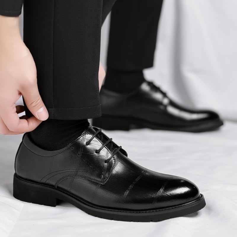 Men's Dress Business Shoe Men's Lace Up Leather Shoes Casual Dress Shoes for Mens Man Leather Fashion Retro Half Brogue Men Party Wedding Oxfords4