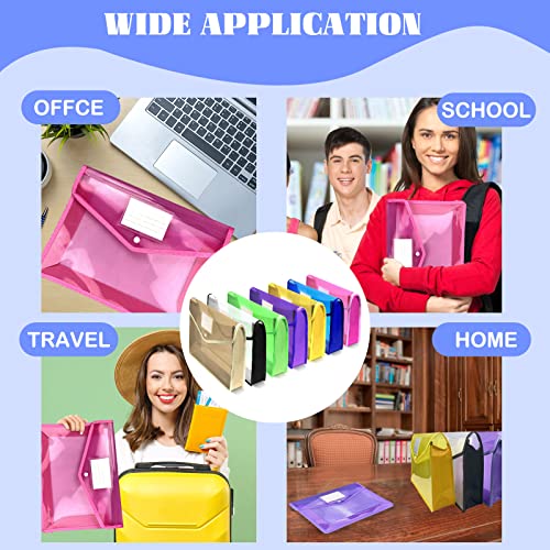 7 Pcs Plastic File Folder Poly Envelope Transparent Expanding File Wallet Organizer Documents Folders With Snap Closure And Pocket, Waterproof File Pouch For School Office #TOP5