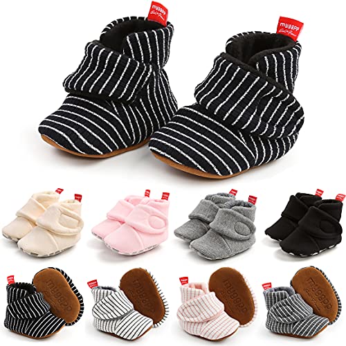 Image of QWZban Baby Booties Infant Newborn Boys Girls Slippers Warm Crib Sock Shoes Indoor First Walkers Prewalker
