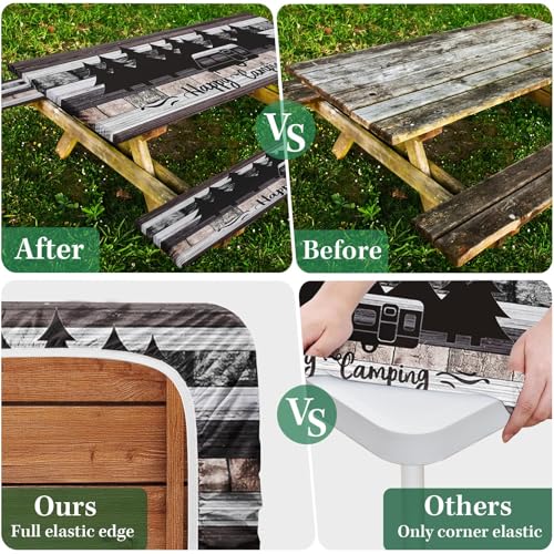 Britown Picnic Table Cover with Bench Covers, Grey Fitted, 3PCS, 72 Inch by Britown - Used condition - Image 4