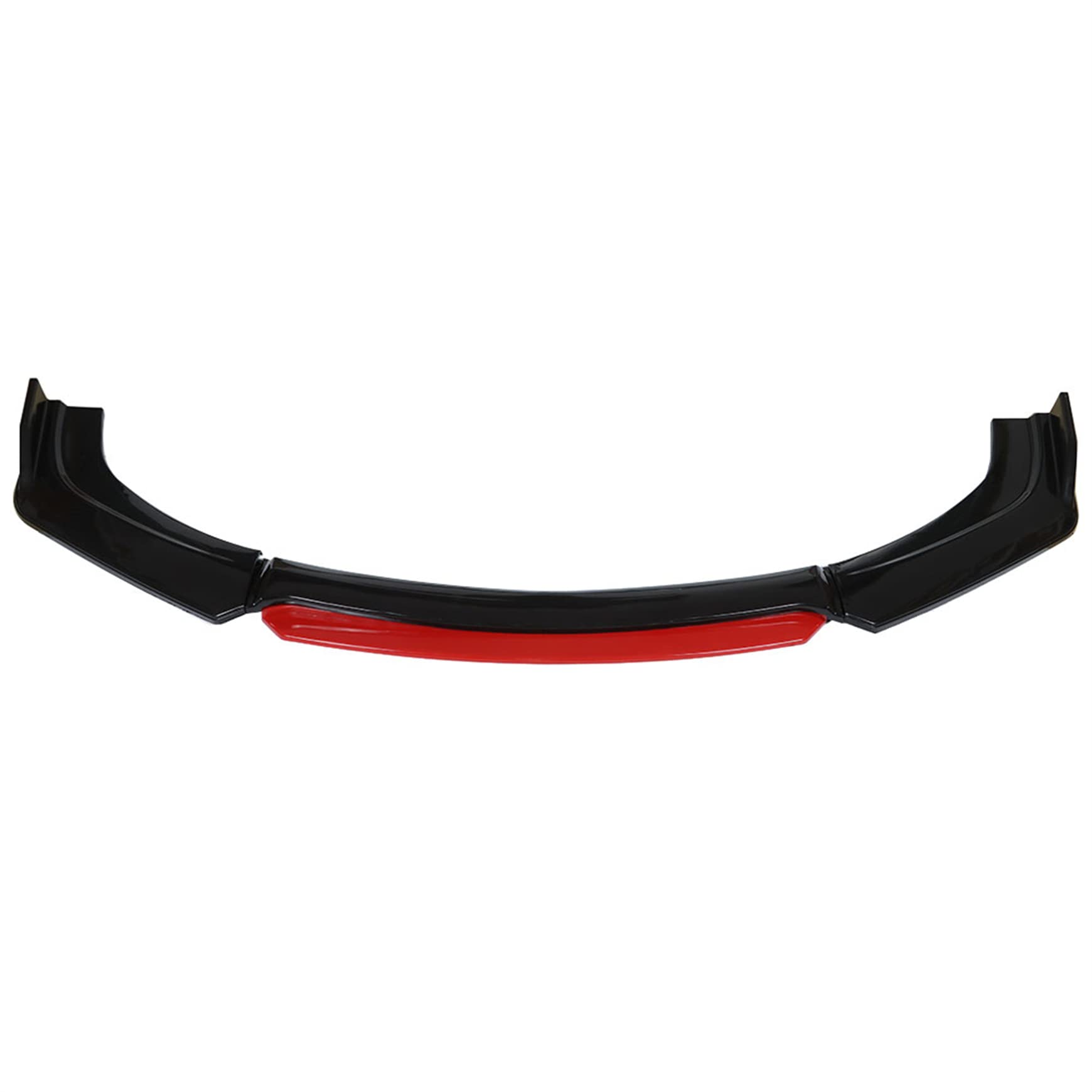 Silscvtt Universal Glossy Black Front Bumper Lip Spoiler Splitter 4 Pieces Kit Red Tongue