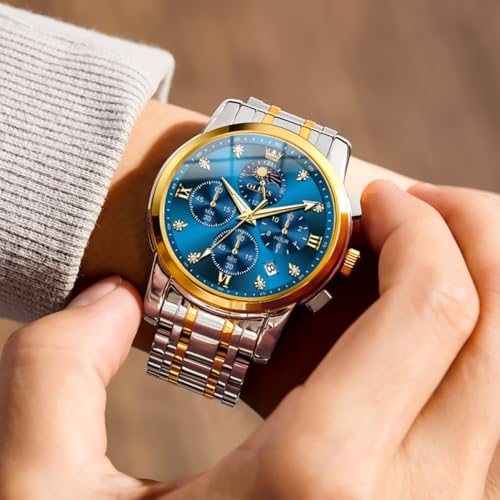 Image of OLEVS Watches for Men Dress Chronograph Luxury Stainless Steel Big Face
