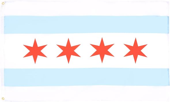 AZ FLAG - Chicago Flag - 2x3 Ft - 100D Polyester Chicago City Banner with Two Metal Grommets - Fade Resistant - Vivid Colors - 2 x 3 Feet - 90x60 Cm