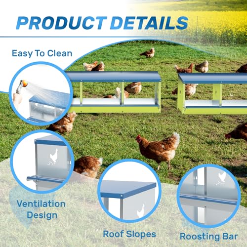 Kinchoix Chicken Nesting Box for Laying Eggs 3 Holes Metal Nest Box for Chicken Hens Ducks Poultry Protect Eggs Chicken Coop Easy Egg Collection Wall Mount Nest Box for Chicken Coop - Thumbnail 4