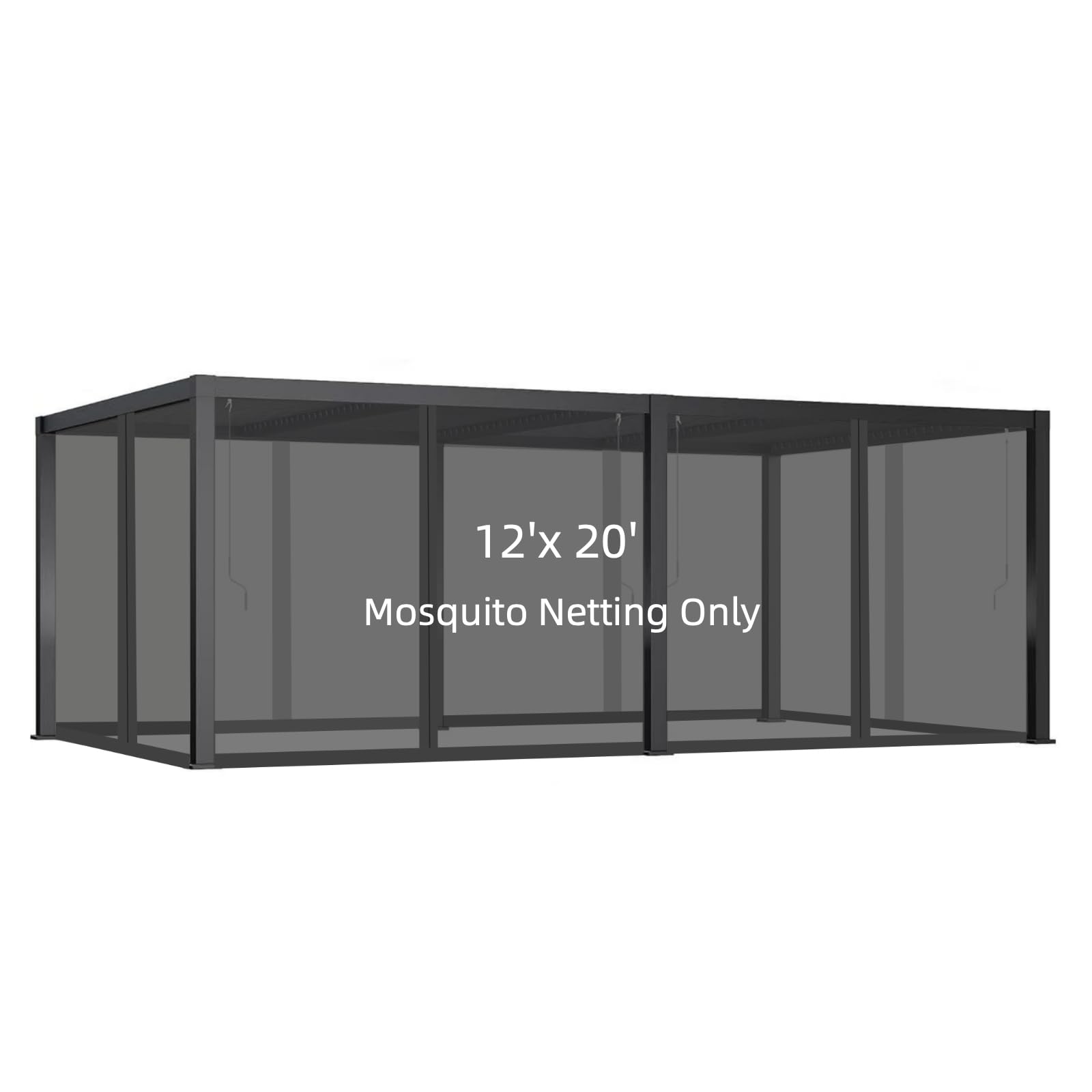 Hiviva 12x20FT Mosquito Netting for Gazebo,Pergola,Pop up Canopy Tent,6-Panel with Zipper for Outdoor Patio,Backyard (Black,Mosquito Net Only) — image 1