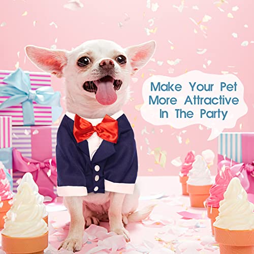 Kuoser Dog Shirt Puppy Pet Small Dog Clothes, Stylish Suit Bow Tie Costume, Wedding Shirt Formal Tuxedo With Black Tie, Dog Prince Wedding Bow Tie Suit #TOP5