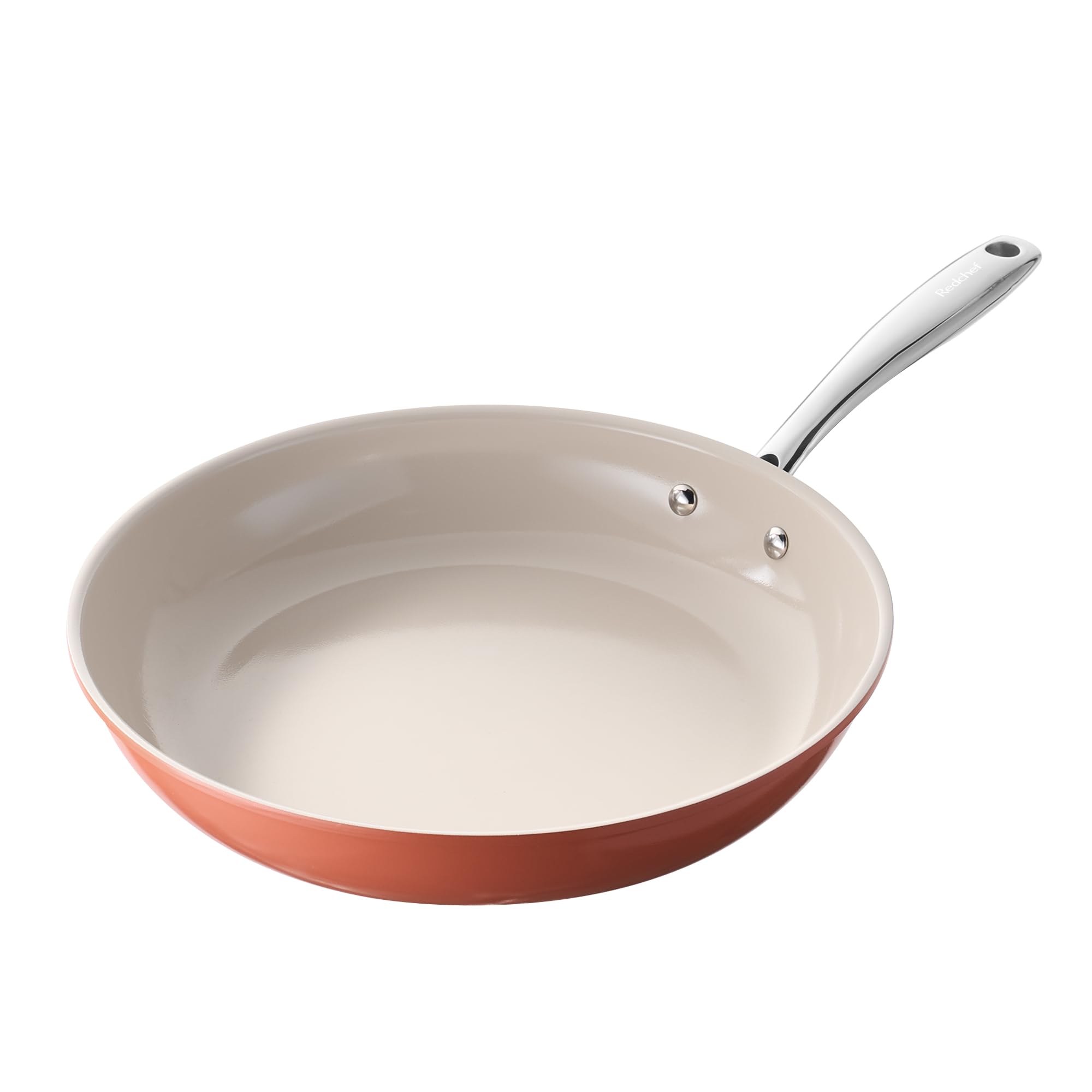 Redchef patelnia ceramiczna, indukcja, 28 cm, nieprzywierająca, patelnia do smażenia z uchwytem ze stali nierdzewnej, bez PTFE, bez PFOA, bez PFAS, odporna na piekarnik, pomarańczowa