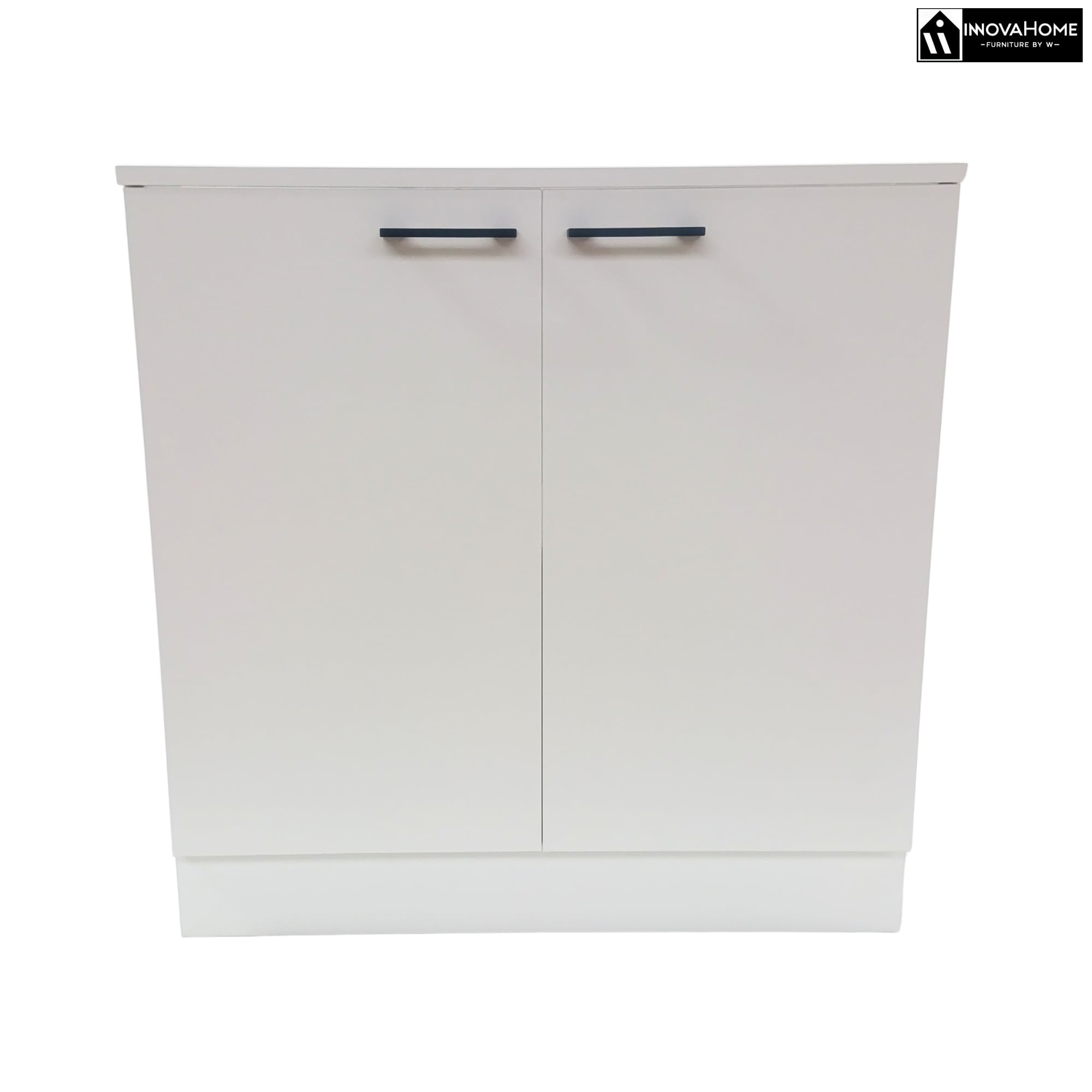 INNOVAHOME Armario Abuhardillado 80cm – Mueble Bajo Tejado con Estructura Maciza de 18mm (Cuerpo y Trasera), Tiradores de Metal y Estante Ajustable – Blanco Glacial