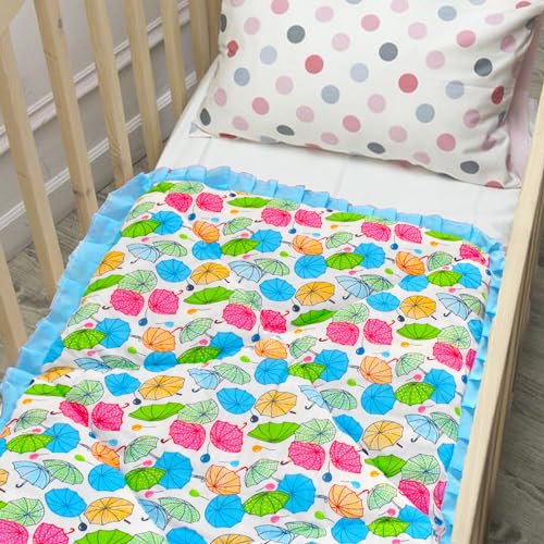 Image of VParents Cotton Crib Sheet for New Born Baby, Soft Cotton Godadi Set for Baby, Godari Bedding Sheet, Blue, Chunky