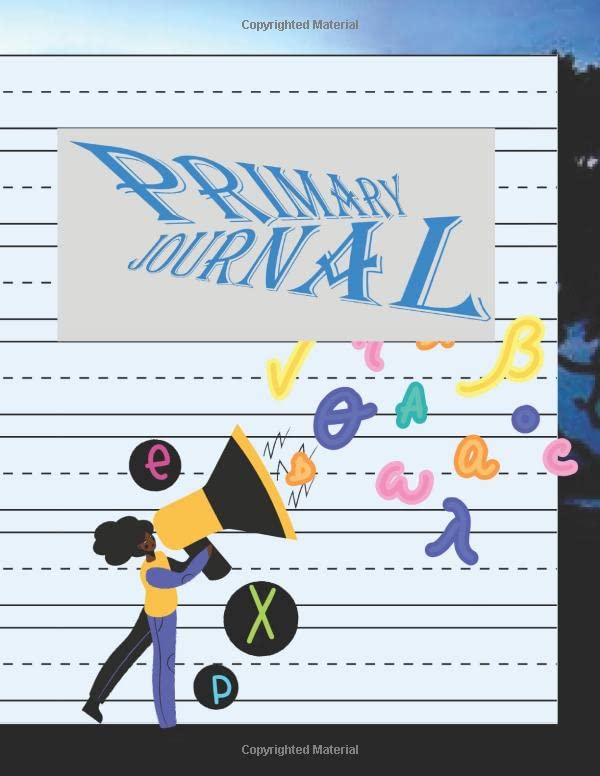 Primary Journal: Large pages for creative writing with dotted center lines.