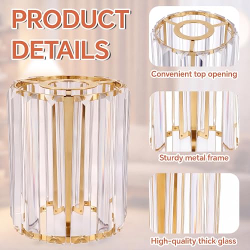 Image of Teenyyou 4 Pack Crystal Lamp Shade, 1-5 /8 inch(1.65 inch) UNO-fitter, Gold Medium