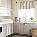 MitoVilla Boho Kitchen Curtains 24 Inch Length, 2 Panels Farmhouse Cafe Curtains Short Tier Small Cotton Linen Striped Curtain for RV Bathroom Sink Cabinet Half Door Bay Windows, Taupe