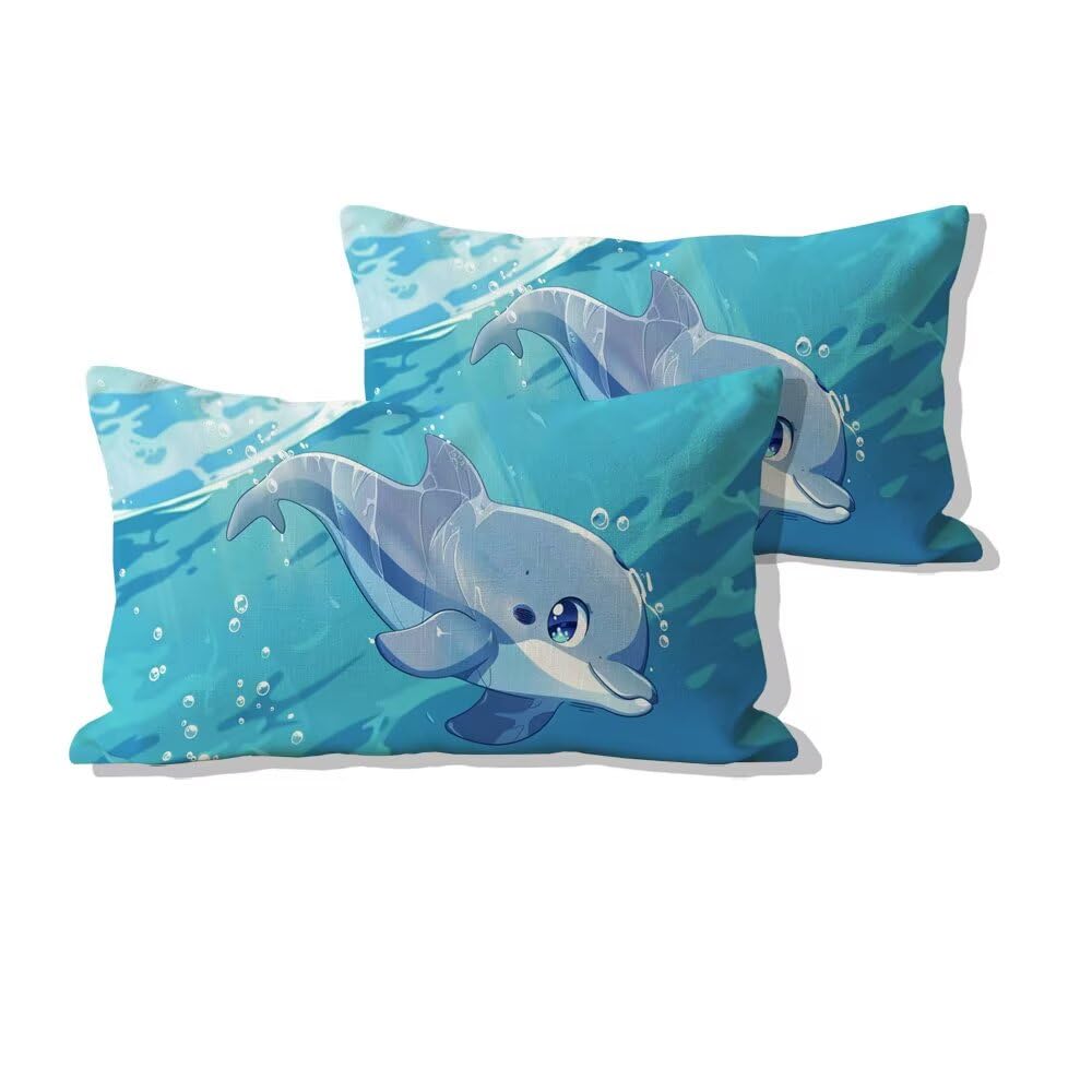 Housse coussin salon de jardin extérieur imperméable 50x80cm bleu dauphin pour terrasse