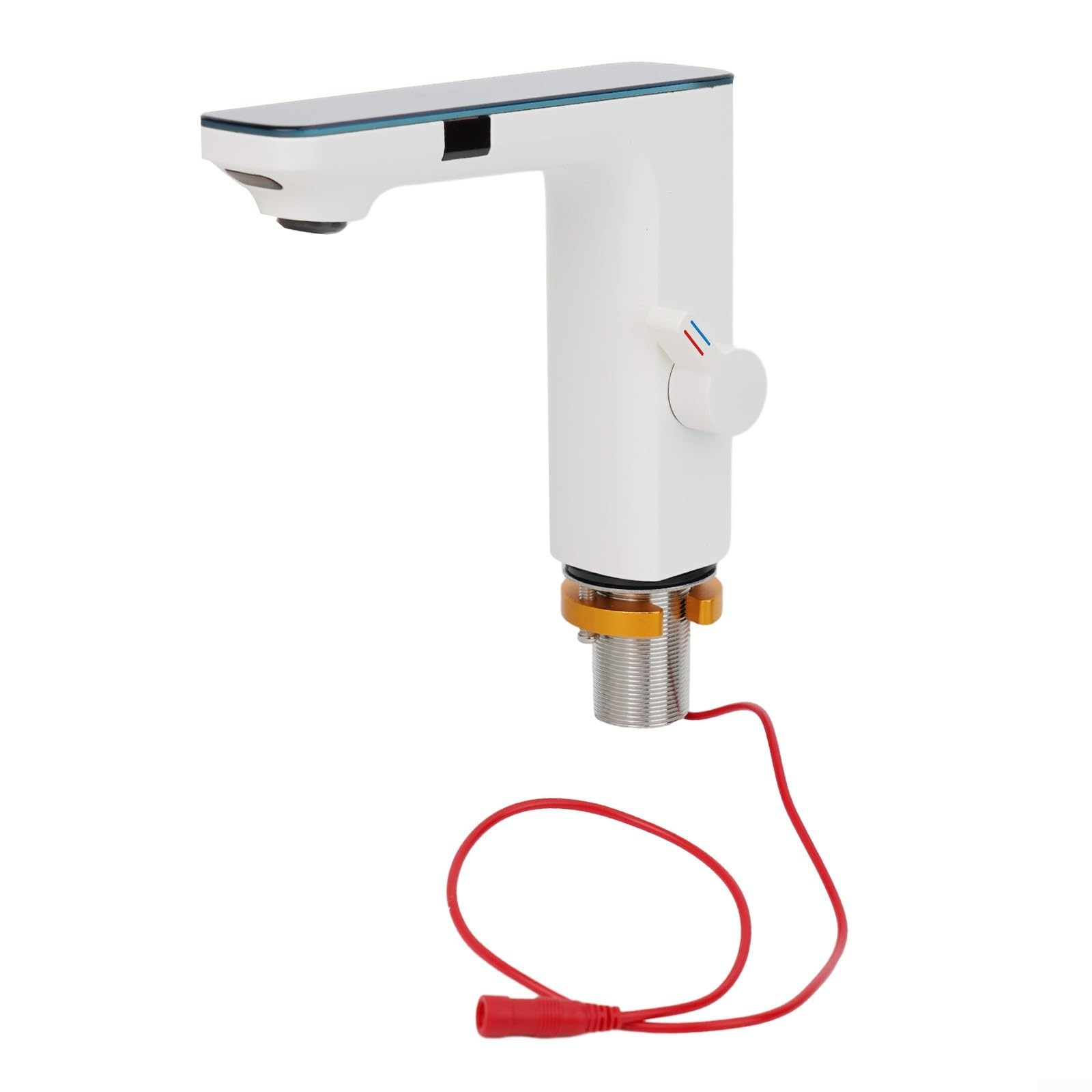 Grifo de lavabo con sensor inteligente | Grifo sin contacto con pantalla digital | Mezclador automático de lavabo de baño que ahorra agua (blanco)