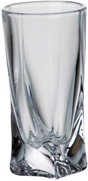 B BrilliantCrystalite Bohemia Quadro Twisted Shot Glasses, 1.5 Ounces, Set of 6