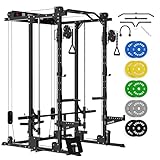 EVOLPOW M2D Smith Machine, Strength Training Squat Rack with LAT-Pull Down System & Cable Crossover Machine for Home Gym and More Training Attachment