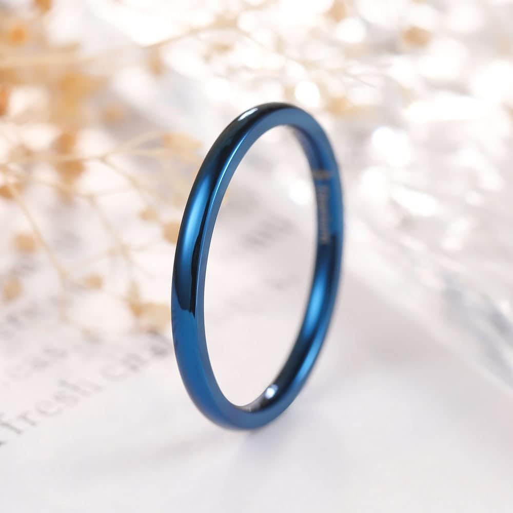 THREE KEYS JEWELRY Titanium Wedding Band for Men Women-2/4/6/8 mm Width in Black/Blue/Gold/Silver Plated Womens Charming Jewelry Titanium Polished Comfort Fit Engagement Ring size 4-15