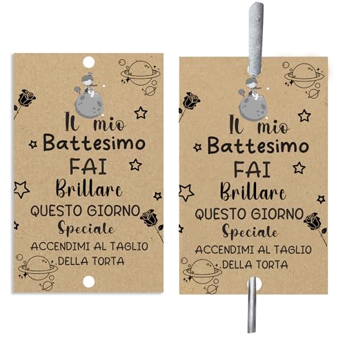 MKISHINE 100pz Etichette Stelline Scintillanti Battesimo,Biglietti Kraft per Battesimo Decorazioni Battesimo Effetto Speciale Taglio Torta Biglietti Battesimo ﻿