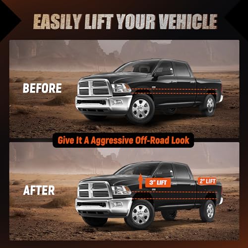 Image of 3 inch Front + 2 inch Rear Leveling Lift Kit for 2009-2025 Ram 1500 4WD /AWD | Create Aggressive Off-Road Stance, Fit Larger Off-Road Tires, Premium Aluminum Construction, Bolt On Installation