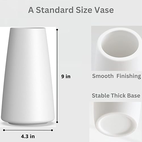 Miniatura 6 de Jarrón de cerámica de gran calidad y tamaño grande - Jarrón de flores de 9 pulgadas para el hogar, granja, decoración moderna y bohemia