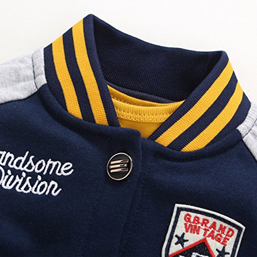 Chic-Chic Ensemble Garçon Fille Bébé 3pc Blouson Base-Ball+ Barboteuse + Pantalons Sport Pull Longues Manches Haut Sweat-Shirt Printemps - Image 3