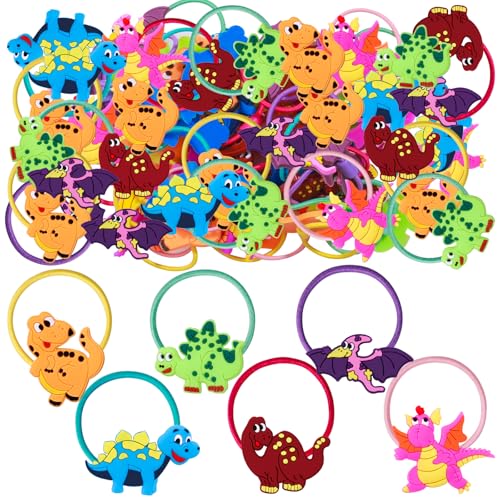 36PCS Dinosaur Hair Ties for Women Girls, Elastic Hair Ties Ponytail Holder Cute Hair Accessories (36pcs, Dinosaur)