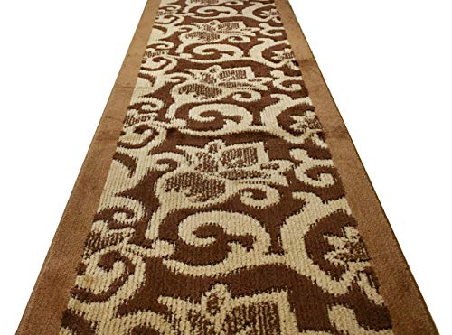 Orfa Home Custom Cut Hallway Runner Rug, Slip Resistant, 31 Inch Wide X Your Choice Of Length, Lily Brown, 31 Inch X 12 Feet #TOP1