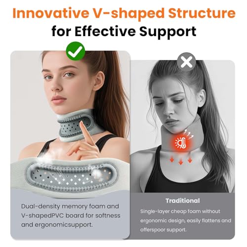 Image of Neck Brace,Support Cervical Collar,Relieve Cervical Pain&Pressure,Soft Skin-Friendly Fabric,Memory Foam Wrapped in Silicone Breathable Hard Frame,One Size for Men&Women(Space Gray)