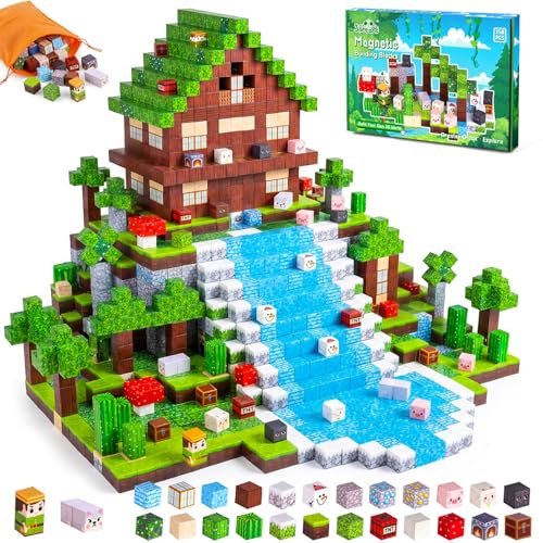 3 otters 150PCS Magnetic Blocks with a Storage Bag Forest Explorer